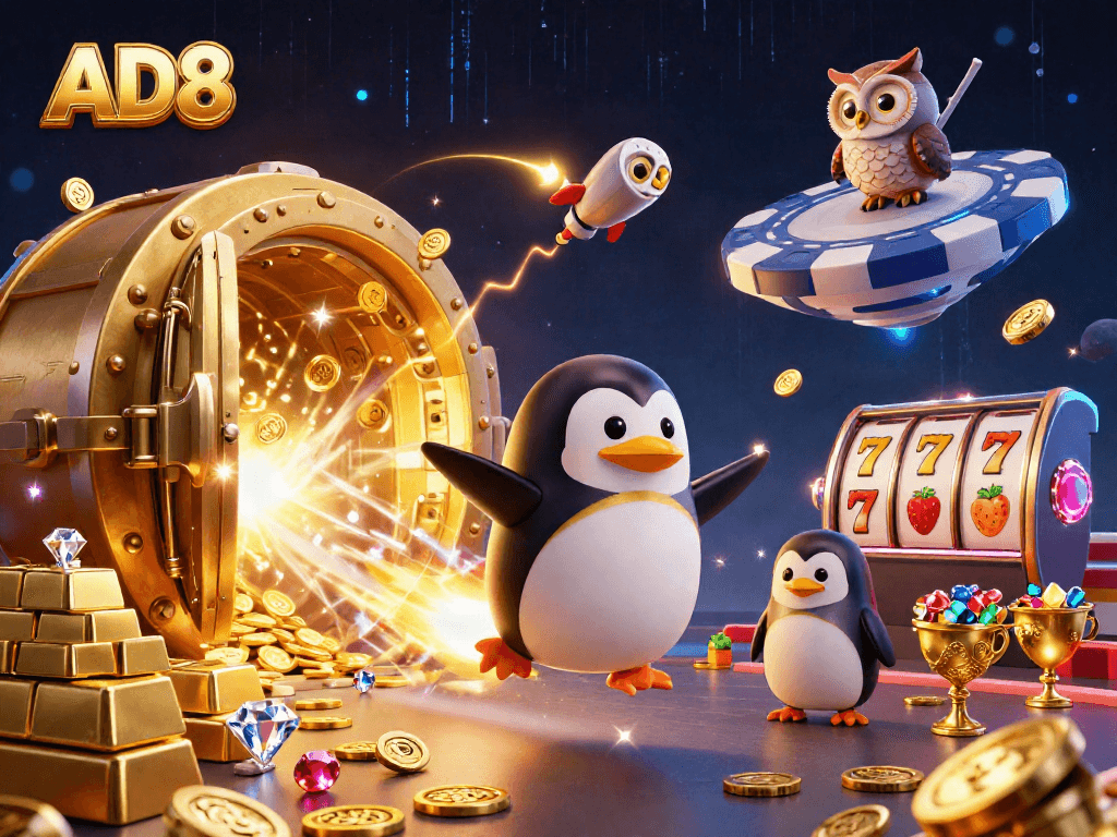 Experience the excitement at AD8 Casino, featuring animated treasures and galactic adventures.