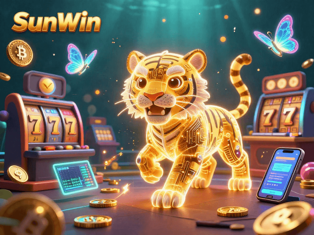 Experience SunWin's vibrant gaming action with captivating neon-lit casino elements.
