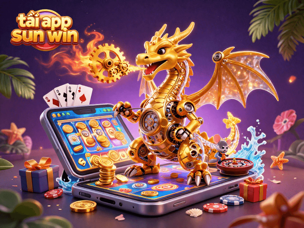 Experience the excitement of tải app sun win with a golden dragon and vibrant casino elements.