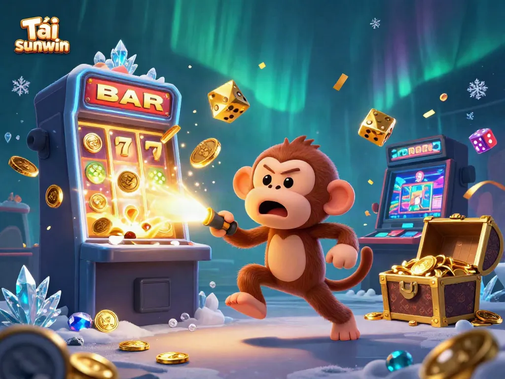 Experience exciting gameplay with Tải sunwin, featuring a poltergeist monkey and a curious puppy in a dynamic casino setting.