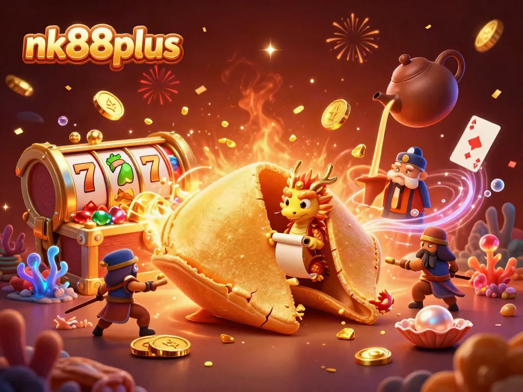 Win big at nk88plus with this vibrant casino-themed illustration showcasing exciting games.