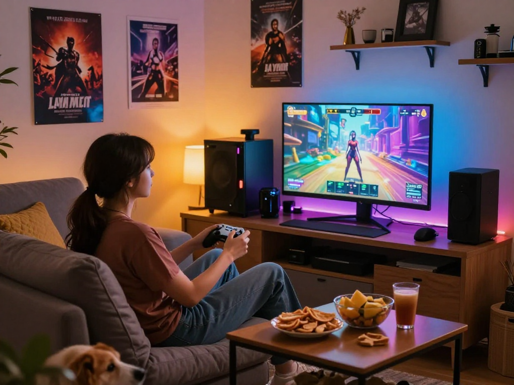 Enjoy engaging in a vibrant sex game with immersive home atmosphere.