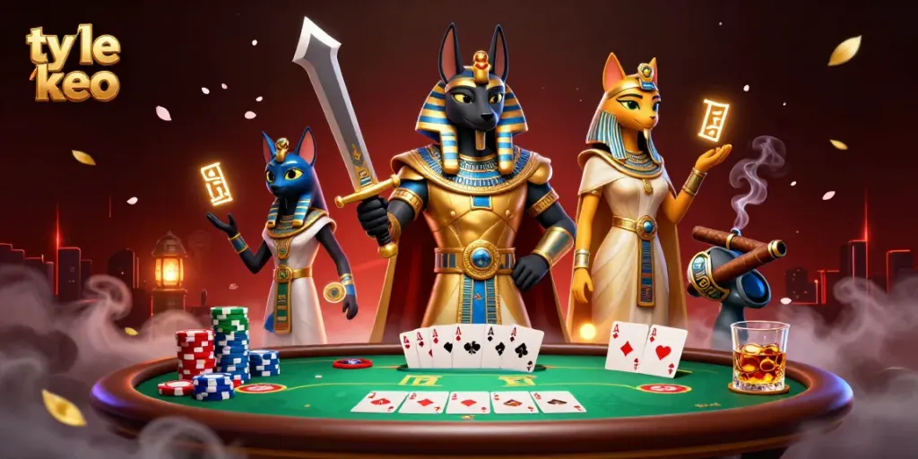 Engage with the thrilling ty le keo atmosphere at our casino, featuring ancient warriors and vibrant poker action.