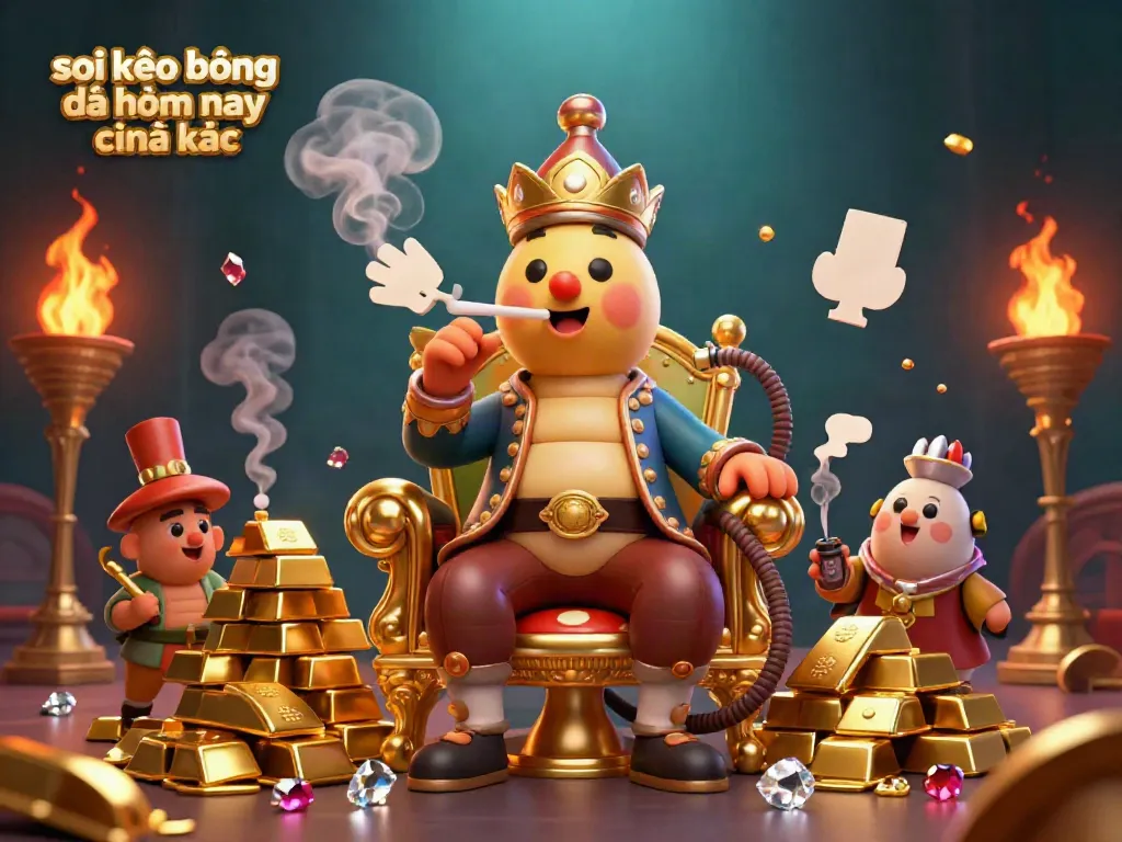 Soi kèo bóng đá hôm nay chính xác illustration with a caterpillar character and gold treasures.