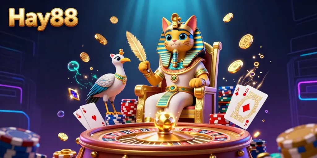 Experience thrilling gameplay at Hay88 with dynamic casino elements and a vibrant illustration.