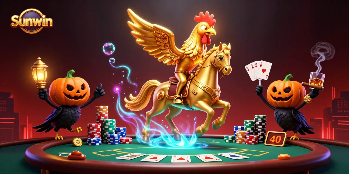 Experience the excitement of Sunwin with a golden rooster character in action at a vibrant casino.