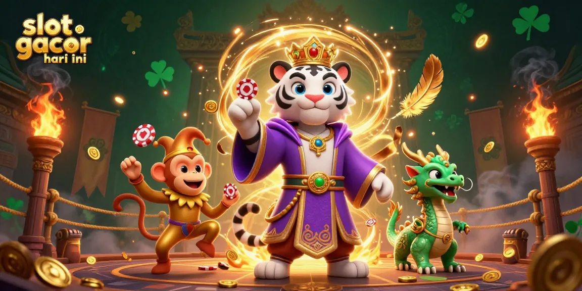 Experience slot gacor hari ini with a vibrant 3D scene featuring a playful monkey and a majestic dragon.