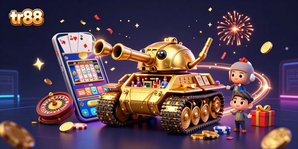 Experience the excitement at tr88 with a dynamic scene of a golden beetle tank revealing a miniature casino.