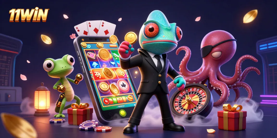 Spin with 11WIN's vibrant slots as a chameleon, gecko, and octopus dive into action!