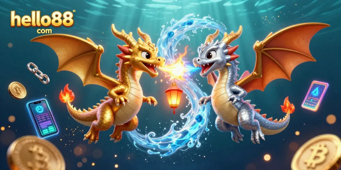 Experience the thrill of hello88 com with stunning dragons amid vibrant crypto elements.