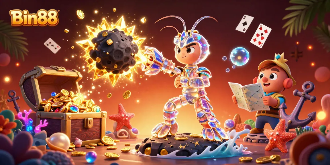 Join the excitement at Bin88 with a galactic samurai shrimp conquering treasure and casino fun!